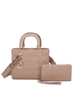 Quilted Top Handle 2in1 Satchel DO281S2 STONE